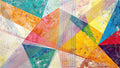 Chromatic Burst abstract geometric artwork with hot pink, teal, yellow and cobalt prismatic wedges