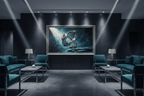 Chrome Infinity geometric artwork in a luxury hotel lobby