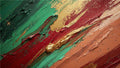 Crimson Terrain impasto abstraction with carmine, forest green, terracotta and raw gold diagonals