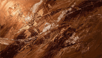 Dark Ember gestural textural abstraction with dark brown, copper and fractured gold