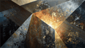 Dark Matter abstract geometric artwork with charcoal, deep teal, steel grey and amber planes