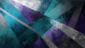 Frequency Drift abstract geometric artwork with teal, violet, silver and black crossing planes