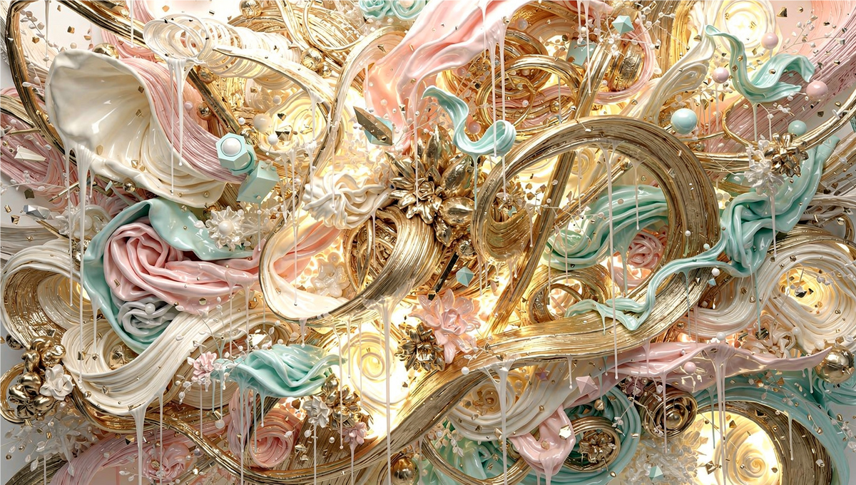 Gilded Reverie – Limited Edition Large High Resolution Wall Art, 300 Megapixel Abstract Digital Artwork File | UltraHighRes.Art
