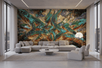 Gold & Jade Graffiti gestural jade artwork in a contemporary loft interior