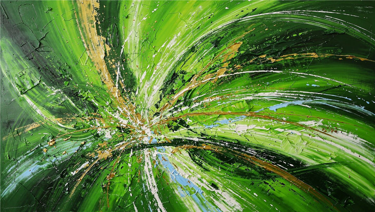 Green Impact radial green abstraction with white and gold impact marks