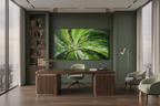 Green Impact green kinetic abstraction in a modern executive office