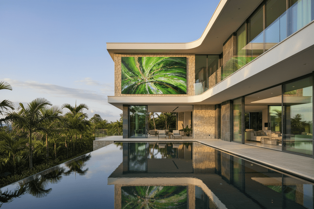 Green Impact green kinetic abstraction in a pool lounge