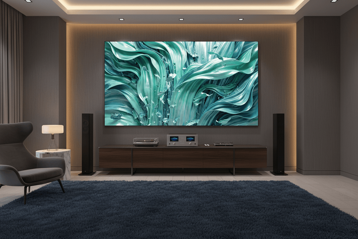 Jade Current fluid jade abstraction in a luxury living room