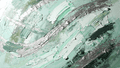 Jade Fracture textural abstraction with mint, sage, graphite and silver curved ridges
