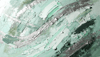 Jade Fracture textural abstraction with mint, sage, graphite and silver curved ridges