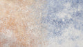 Pale Confluence panoramic abstract artwork with soft peach and shell-pink plaster-like texture at left dissolving into a powder-blue, dove-grey and chalk-white field