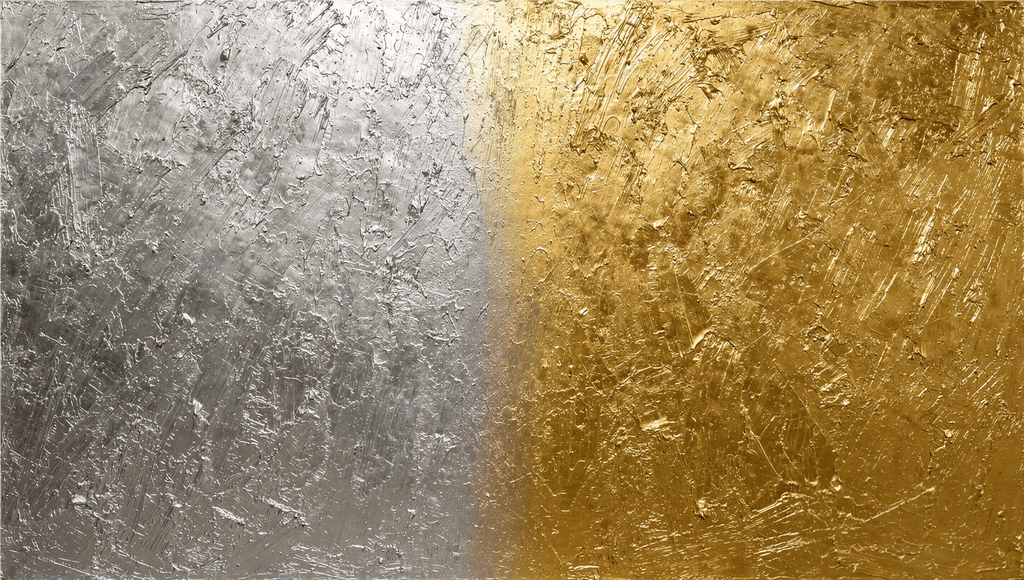 Silver & Gold silver and gold minimalist structural abstract artwork