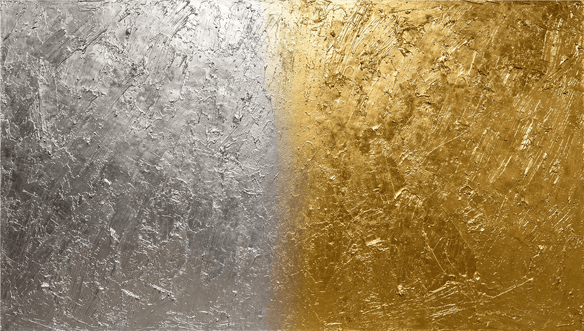 Silver & Gold silver and gold minimalist structural abstract artwork