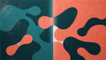 Teal & Terra biomorphic abstract artwork with deep teal, terracotta and a central light seam