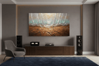 The Threshold terracotta abstraction in a luxury living room