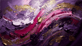 Violet Reign gestural abstraction with amethyst, magenta, white and gold curved relief