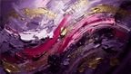 Violet Reign gestural abstraction with amethyst, magenta, white and gold curved relief
