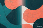 Zoom detail of Teal & Terra biomorphic abstraction with deep teal and terracotta forms, a pale central seam and richly layered paint relief